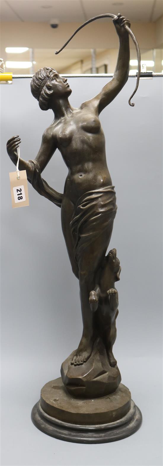 A large bronze figure of Diana The Huntress height 83cm